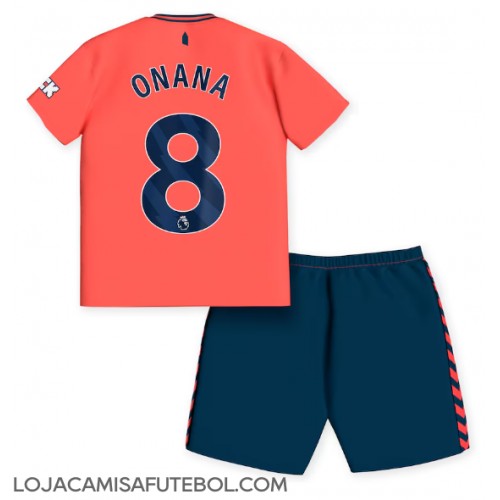 Camisa de Futebol Everton Amadou Onana #8 Equipamento Secundário Infantil 2023-24 Manga Curta (+ Calças curtas)